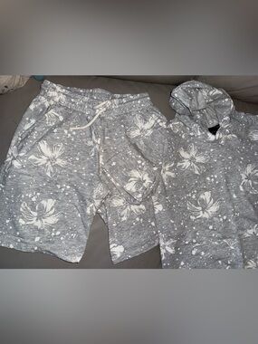 Boys Gray Floral Lounge Shorts